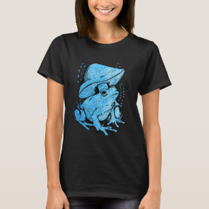 Blauer Frosch mit Pilzcottagecore-Stil T-Shirt