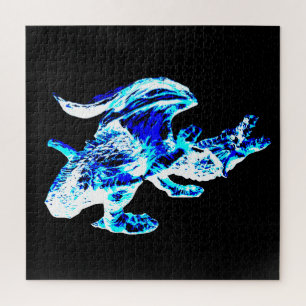 Blauer Frost Winter Fantasy Drache Puzzle