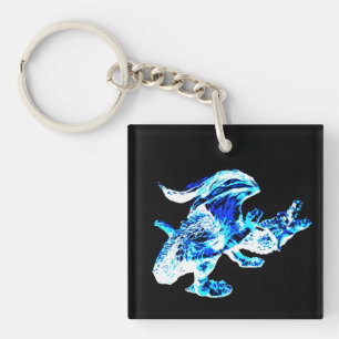 Blauer Frostdrache Arktischer Eisdrache Mythische  Schlüsselanhänger