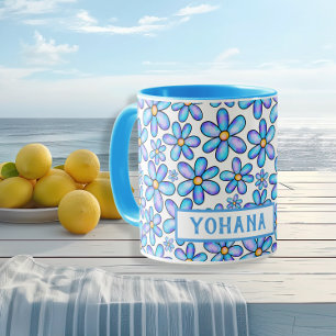 Blauer Frühling Blume Muster Custom Summer Tasse