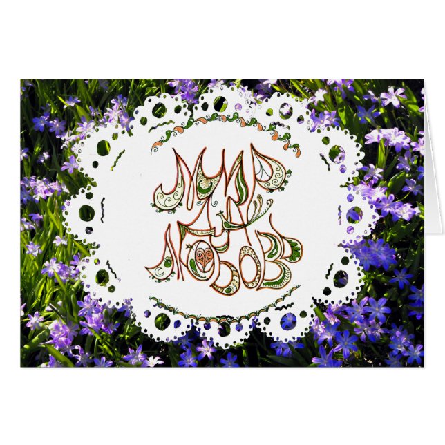 Blauer Frühling Blumen & Lace Russian Peace&Liebe  (Vorderseite (Horizontal))