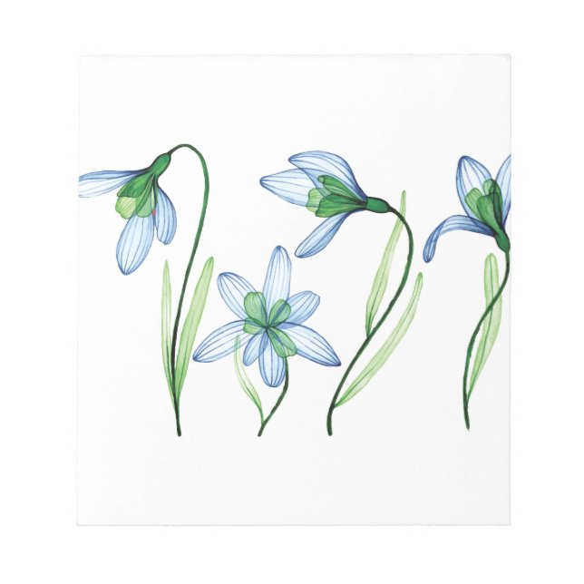 Blauer Frühling Blumen Notizblock (Vorderseite)