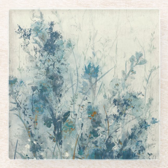 Blauer Frühling Glasuntersetzer (Vorderseite)