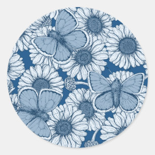 Blauer Frühling Runder Aufkleber