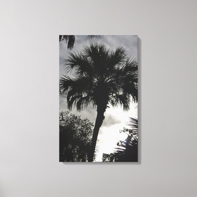 Blauer Frühling Silhouette Wrapped Canvas Leinwanddruck (Vorderseite)