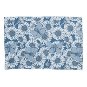 Blauer Frühling, wilde Blume, Gänseblümchen Kissenbezug