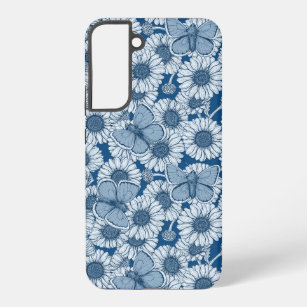 Blauer Frühling, wilde Blume, Gänseblümchen Samsung Galaxy Hülle
