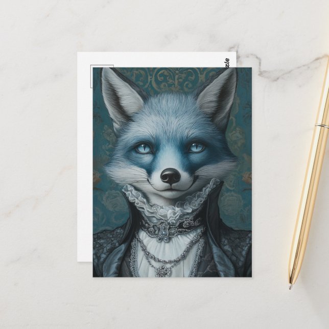 Blauer Fuchs Postkarte (Vorderseite/Rückseite Beispiel)