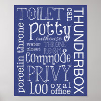 Blauer Funny Toilet Bad Sign Poster Printwerbung