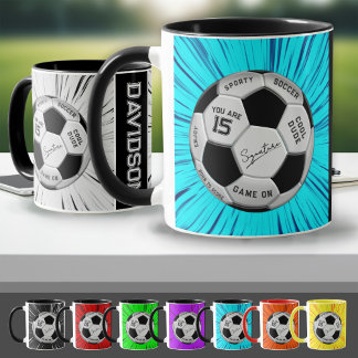 Blauer Fußball Custom Alter Name Geburtstag Tasse