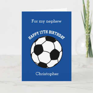 Blauer Fußball Frohen 17. Geburtstag Neffe Karte
