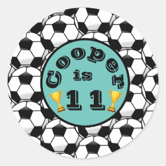 Blauer Fußballgeburtstag Runder Aufkleber
