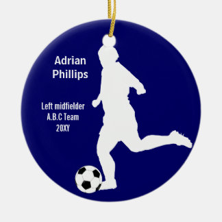 Blauer Fußballspielerverzierung Keramik Ornament