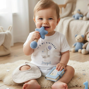 Blauer Gänseballon-Junge Erster Geburtstag Kleinki Baby T-shirt