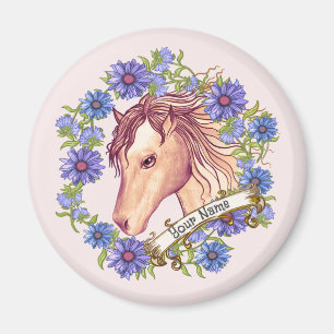 Blauer Gänseblümchen-Pferd Magnet