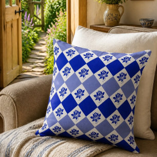 Blauer Garten Diamond Pattern Gewindekissen Kissen