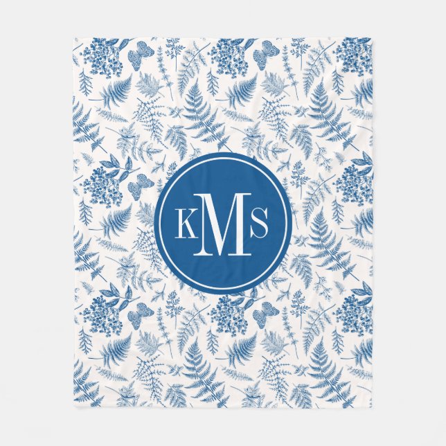 Blauer Garten Schmetterling und Blumengarten Muste Fleecedecke (Vorderseite)