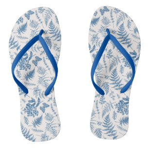 Blauer Garten Schmetterling und Blumengarten Muste Flip Flops
