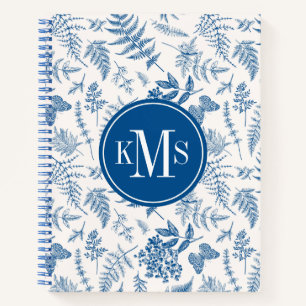 Blauer Garten Schmetterling und Blumengarten Muste Notizbuch