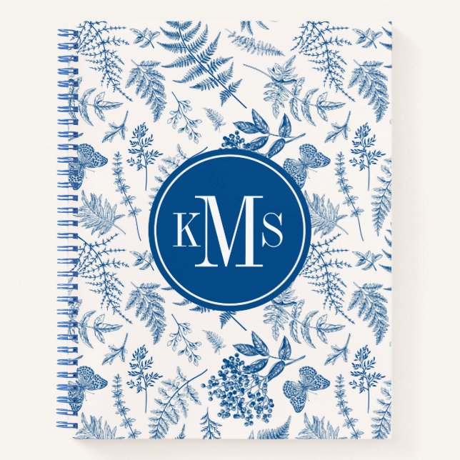 Blauer Garten Schmetterling und Blumengarten Muste Notizbuch (Vorderseite)