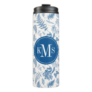 Blauer Garten Schmetterling und Blumengarten Muste Thermosbecher