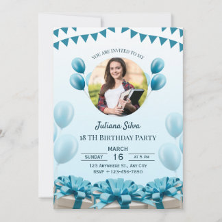 Blauer Geburtstag Einladung