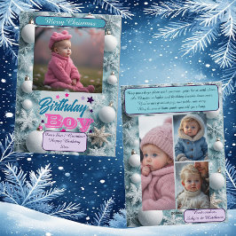 Blauer Geburtstagsjunge Weiße Weihnachten Schneefl