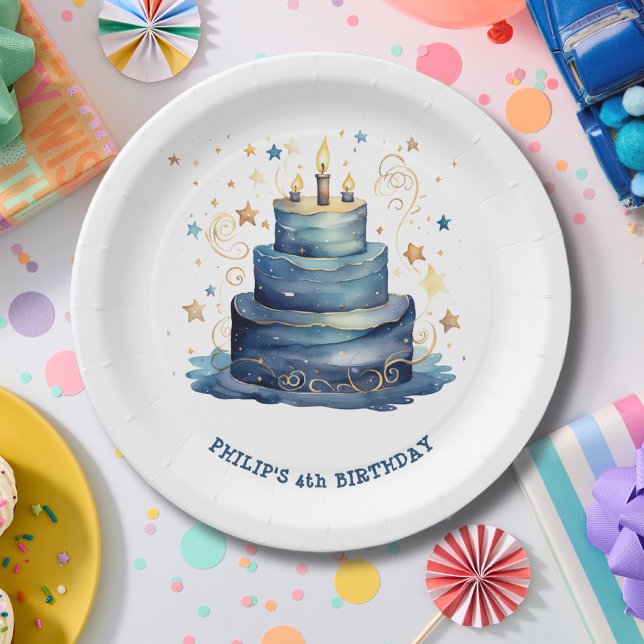 Blauer Geburtstagskuchen Geburtstag Pappteller (Von Creator hochgeladen)