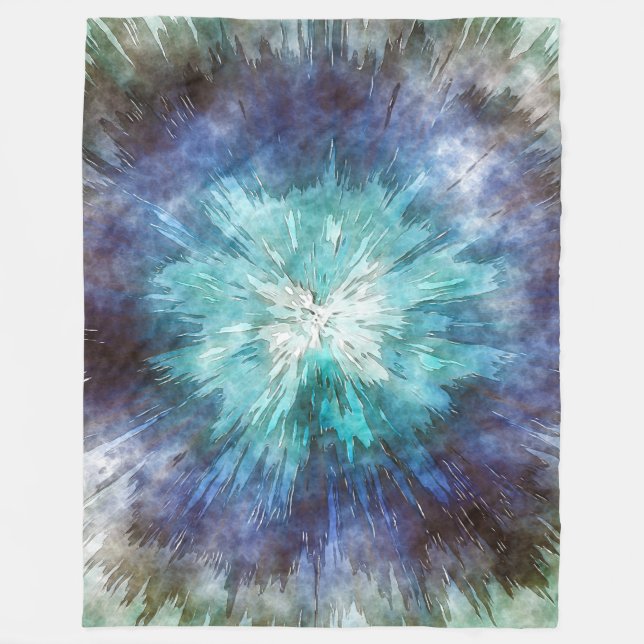 Blauer Gefärbte Krawatte Fleecedecke (Vorderseite)