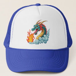 Blauer gehörnter Drache Truckerkappe