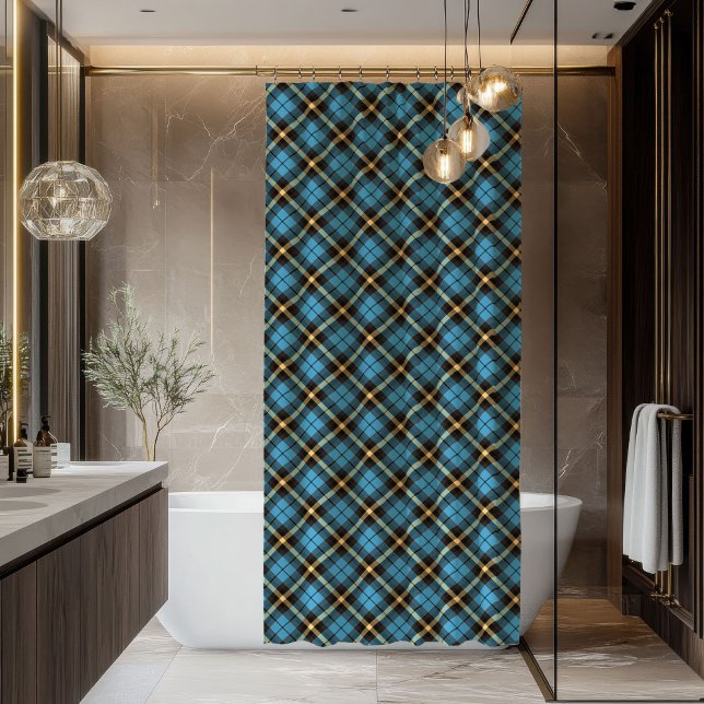 Blauer gelber Duschvorhang für das Männerbadezimme (Blue Yellow Shower Curtain for Men’s Bathroom)
