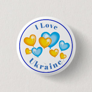 Blauer Gelber Herzschlag I Liebe Ukraine Schaltfl Button