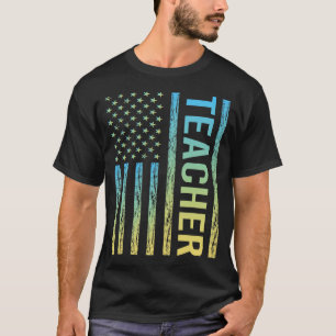 Blauer gelber Lehrer T-Shirt