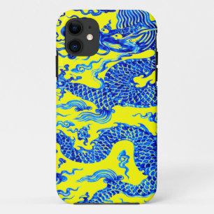 Blauer gelber orientalischer Drache-Kunst Iphone Case-Mate iPhone Hülle