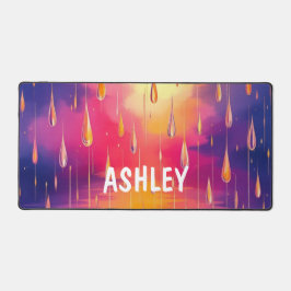 Blauer gelber Regenfall Wasserfarbenfroh Schreibtischunterlage