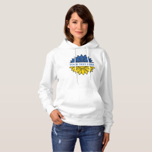 Blauer/gelber Sonnenblume. Eigener Text. Personali Hoodie