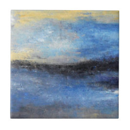 Blauer gelber Strand-abstrakter Keramik-Strand Fliese