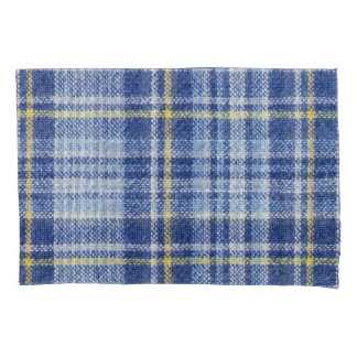 Blauer Gelber Tartan: Modische Karierte Kissenbezug