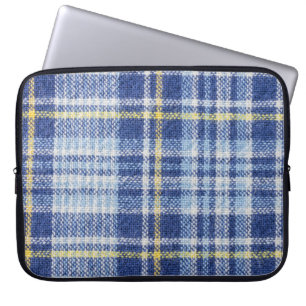 Blauer Gelber Tartan: Modische Karierte Laptopschutzhülle