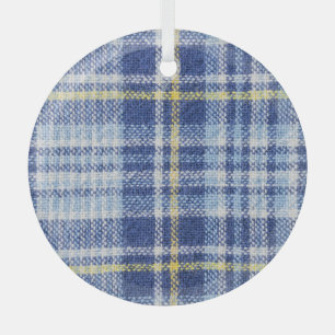 Blauer Gelber Tartan: Modische Karierte Ornament Aus Glas