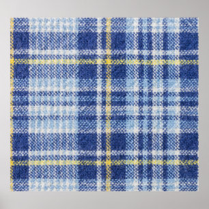 Blauer Gelber Tartan: Modische Karierte Poster