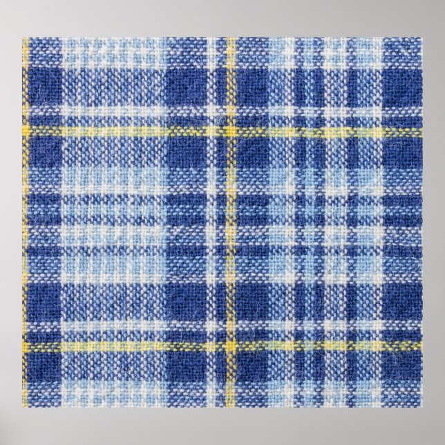 Blauer Gelber Tartan: Modische Karierte Poster (Vorne)