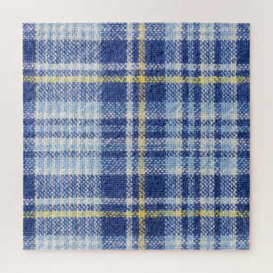 Blauer Gelber Tartan: Modische Karierte Puzzle