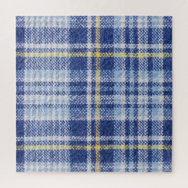 Blauer Gelber Tartan: Modische Karierte Puzzle (Vertikal)