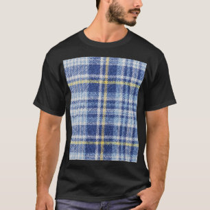 Blauer Gelber Tartan: Modische Karierte T-Shirt