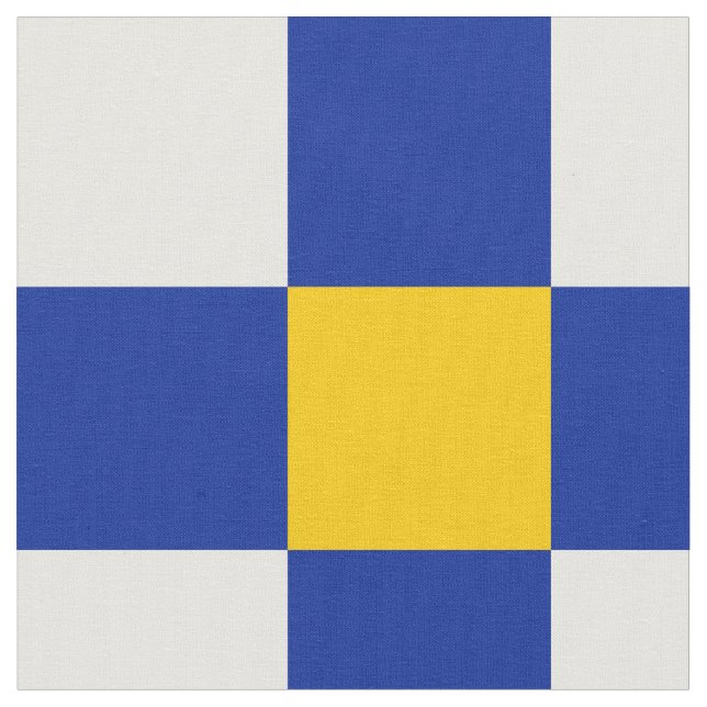 Blauer, gelber und weißer Schachbrettmuster Stoff (Nahaufnahme)
