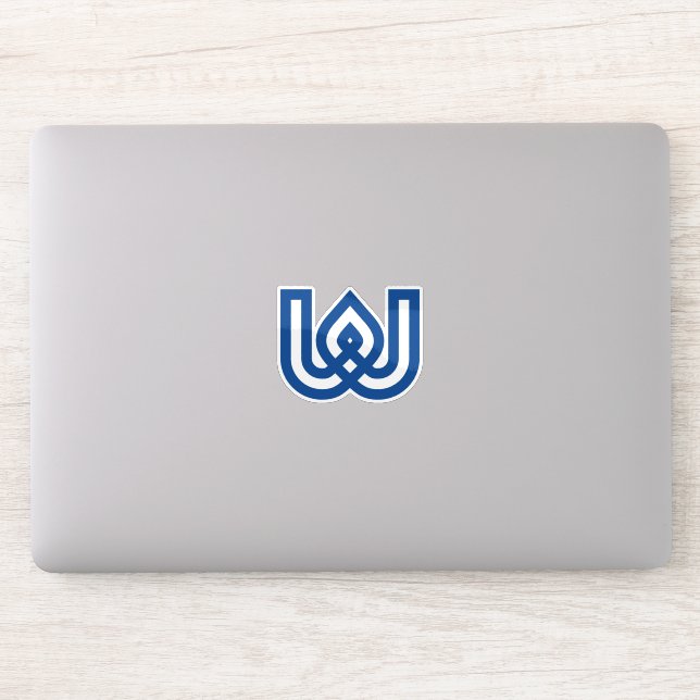 Blauer geometrischer Buchstabe W Monogramm Aufkleber (Computer)