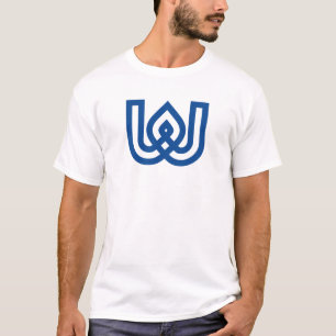 Blauer geometrischer Buchstabe W Monogramm T-Shirt