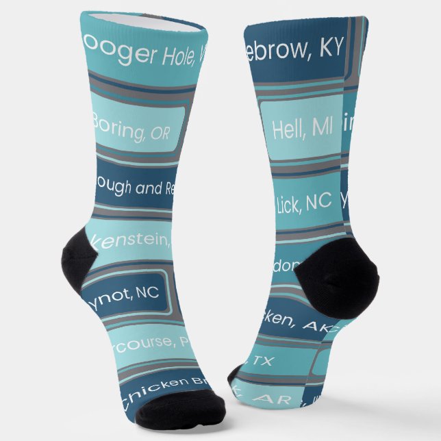 Blauer geometrischer Rahmen Socken (Gewinkelt)