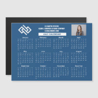Blauer Geschäfts-Kalender 2027 mit Magnet für indi